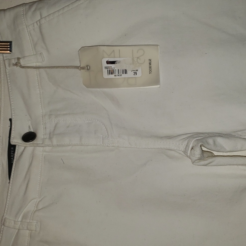 Harper stretch white straight leg denim trousures - Picture 3 of 9